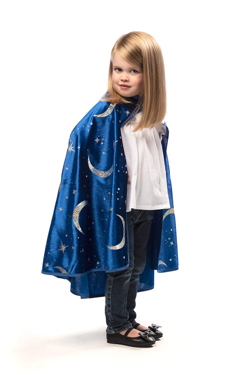 Little Adventures Royal Blue Wizard Costume Cape Age 3+ - Machine Washable Child Pretend Play and Party Dress-Up with No Glitter